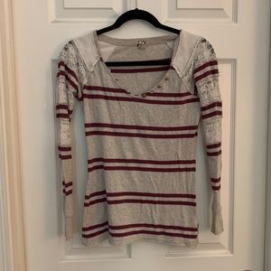 We the free top with lace cutout sleeves